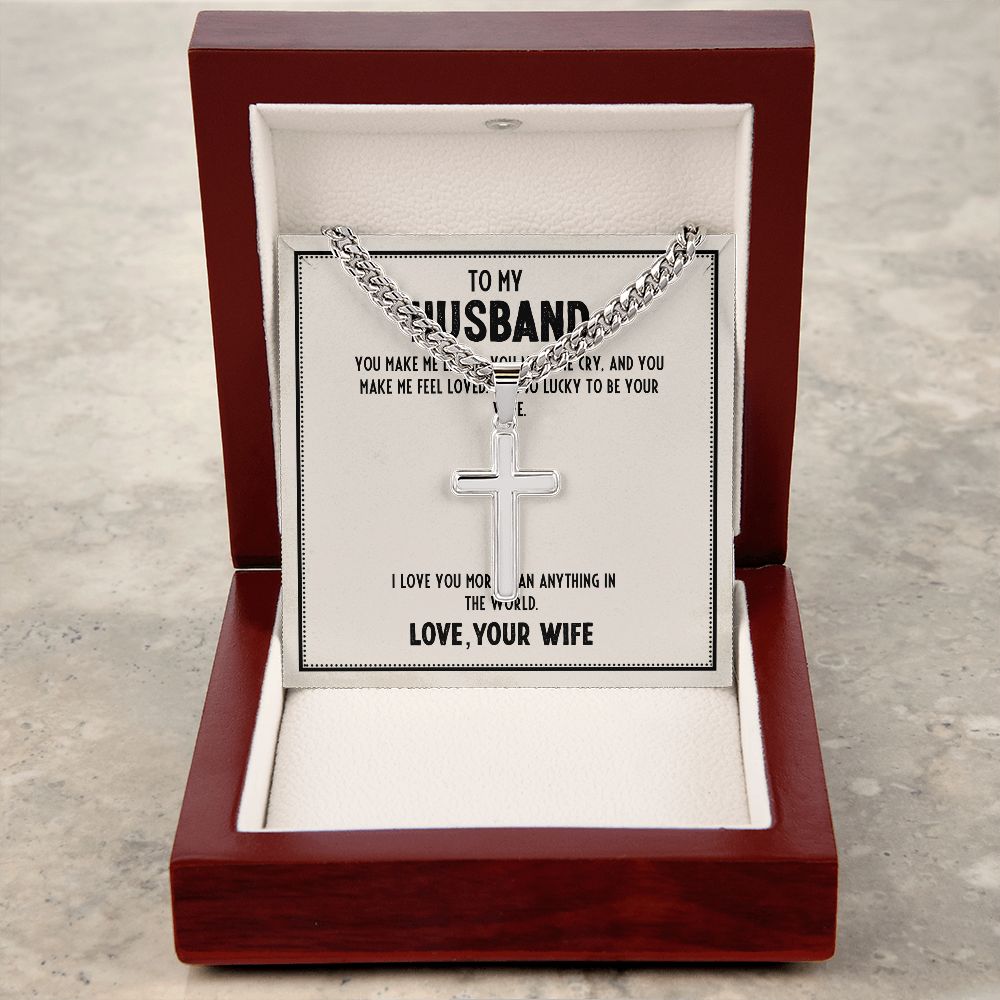 Husband Cuban Link w/ Cross Necklace