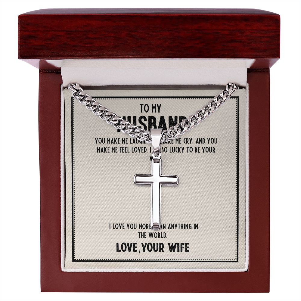 Husband Cuban Link w/ Cross Necklace
