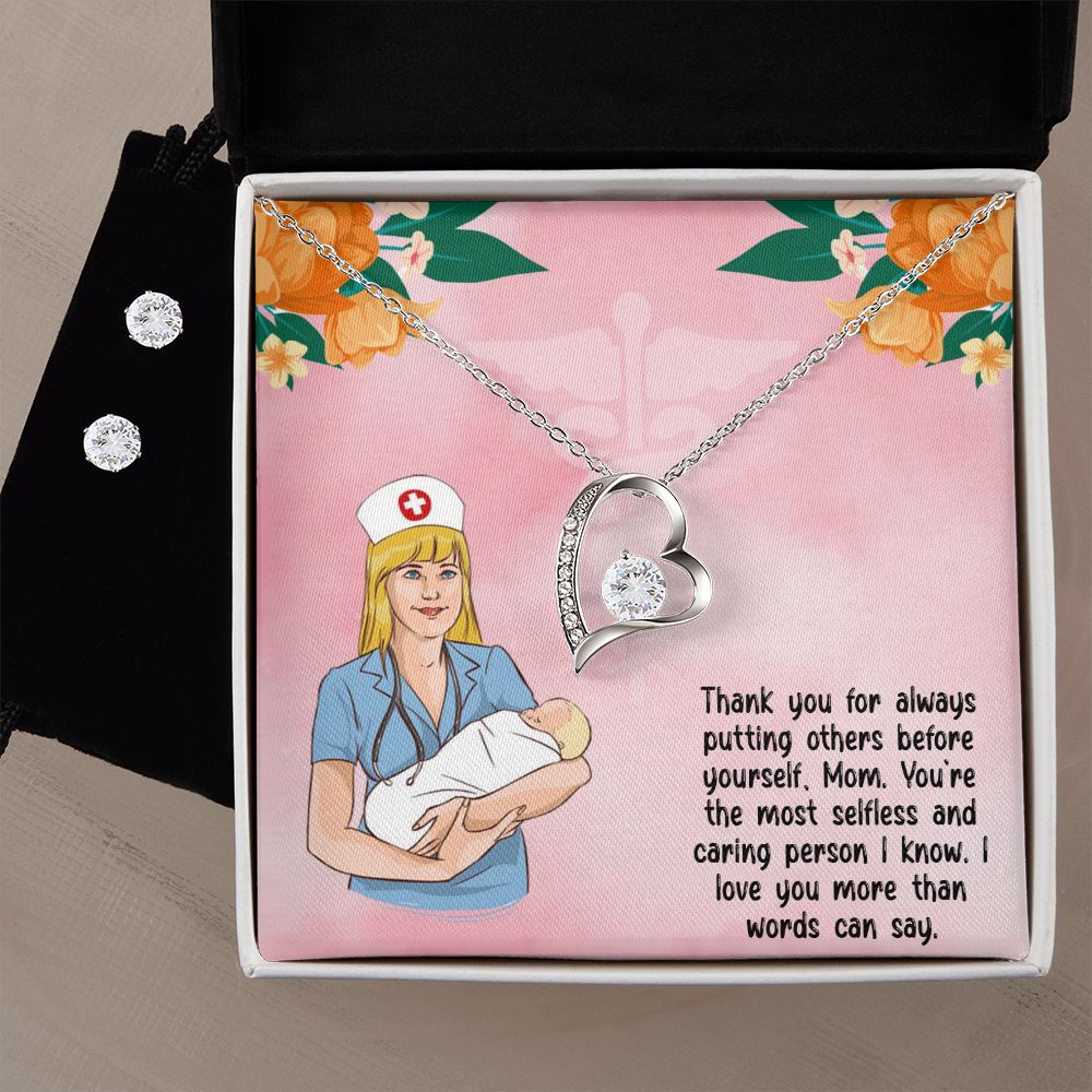 Nurse Mom - Forever Love Necklace w/ Earrings
