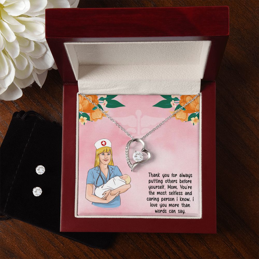 Nurse Mom - Forever Love Necklace w/ Earrings