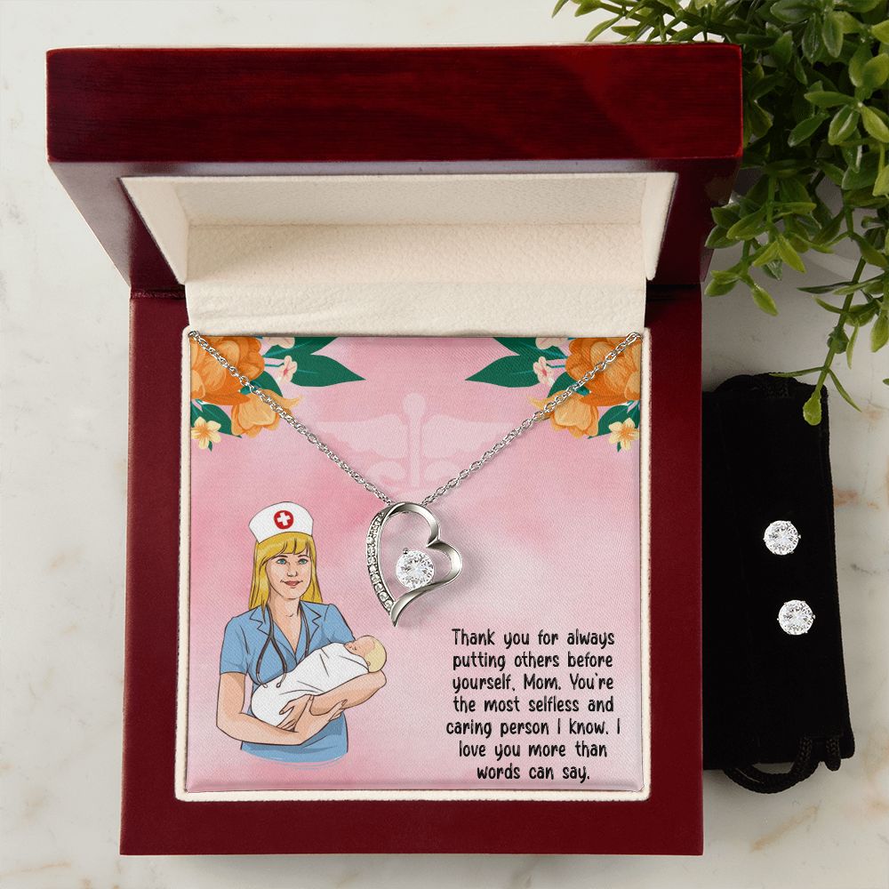 Nurse Mom - Forever Love Necklace w/ Earrings